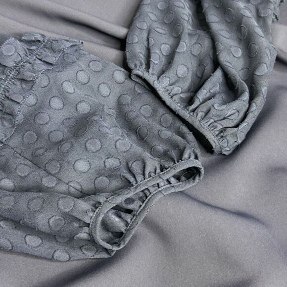 Ann Taylor navy blue shift dress with chiffon polka dot long sleeves size 10 - Picture 11 of 11